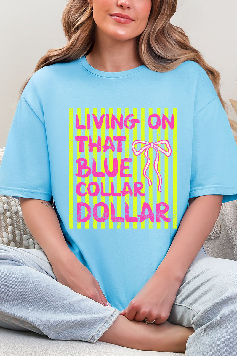 Striped Blue Collar Dollar Yellow And Pink Softstyle Adult T-Shirt