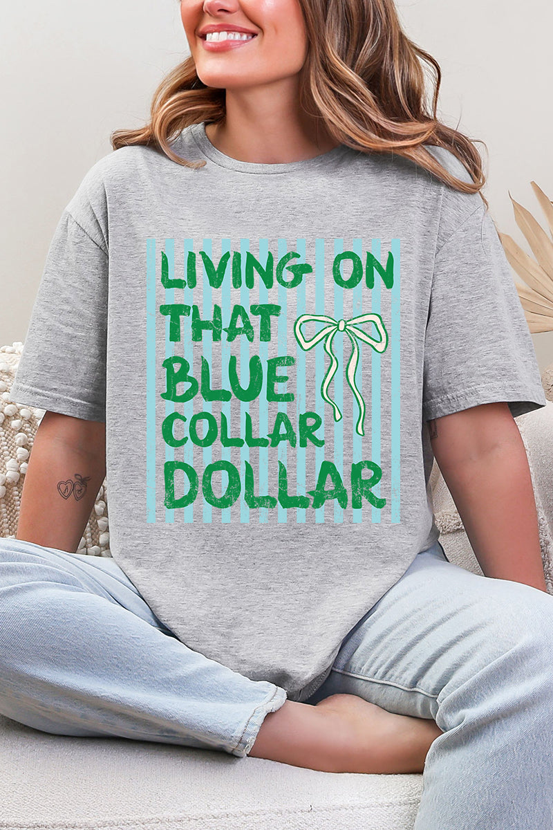 Striped Blue Collar Dollar Blue And Green Softstyle Adult T-Shirt