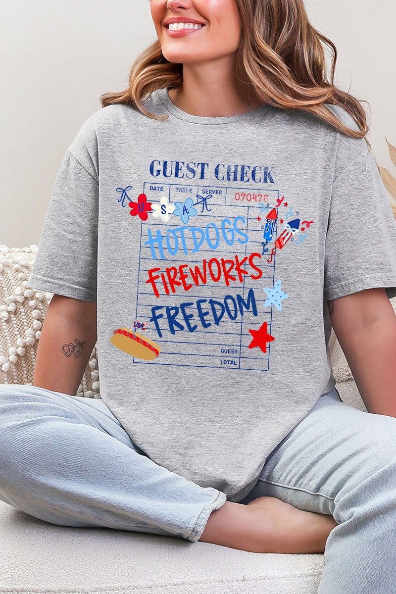Guest Check Hotdogs Fireworks Freedom Softstyle Adult T-Shirt