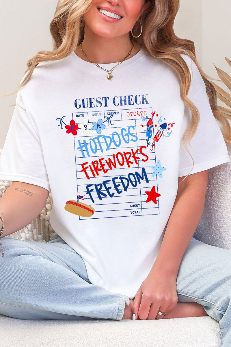 Guest Check Hotdogs Fireworks Freedom Softstyle Adult T-Shirt