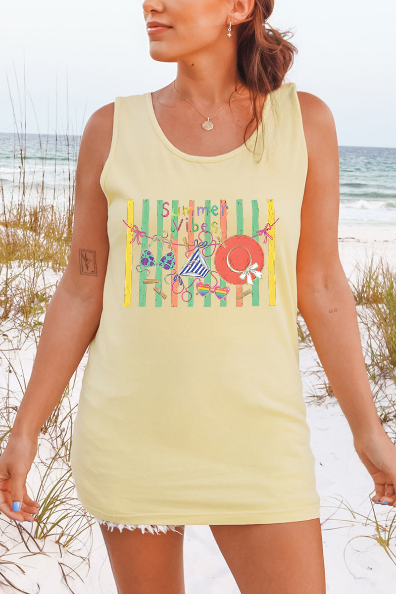 Bikini Summer Vibes Comfort Colors Cotton Tank Top
