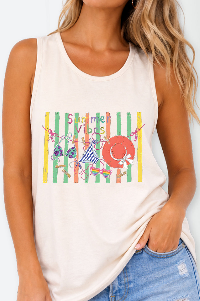 Bikini Summer Vibes Comfort Colors Cotton Tank Top