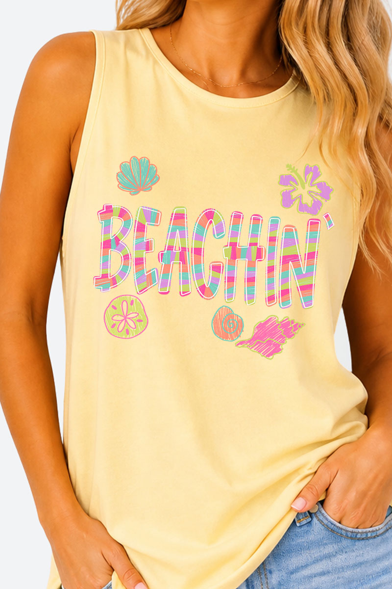 Paradise Painted Beachin' Comfort Colors Cotton Tank Top