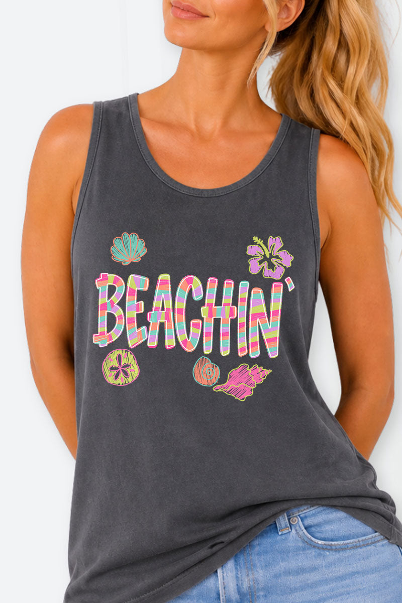 Paradise Painted Beachin' Comfort Colors Cotton Tank Top