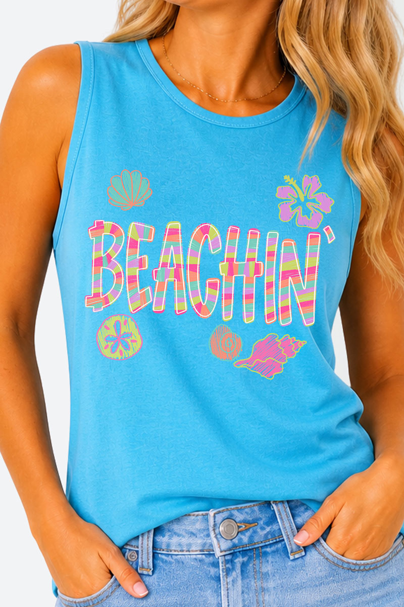 Paradise Painted Beachin' Comfort Colors Cotton Tank Top