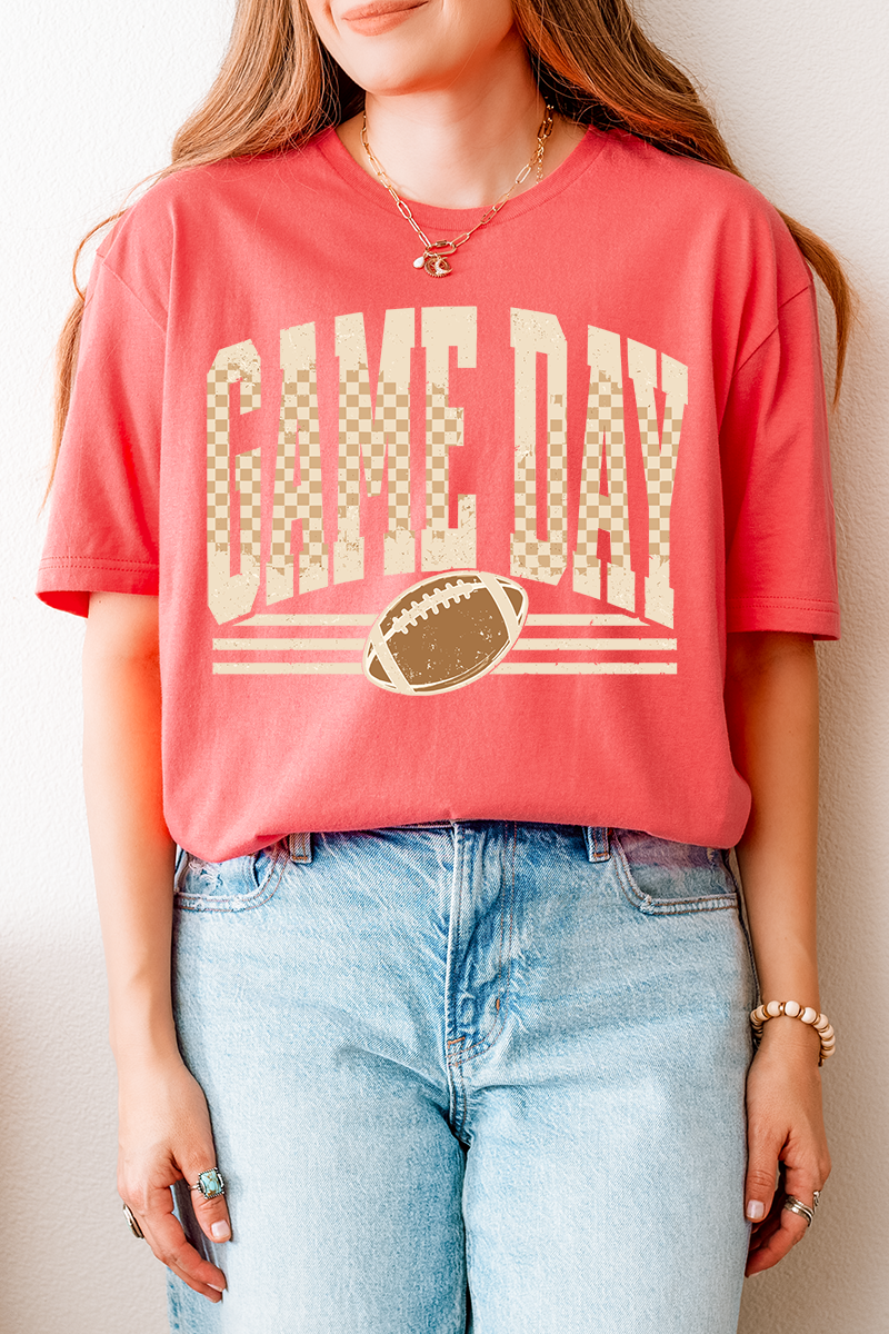Checkered Taupe Game Day Softstyle Adult T-Shirt