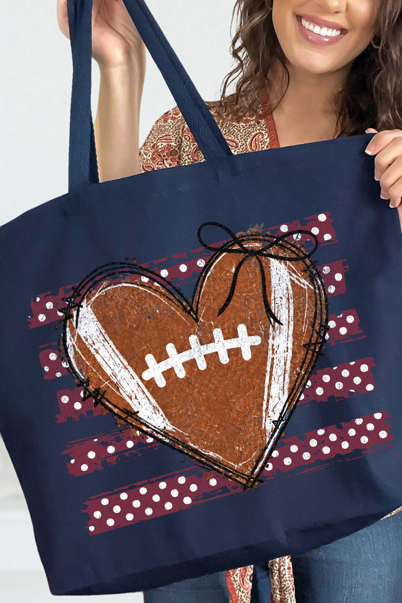 Maroon Football Sweetheart Canvas Jumbo Tote
