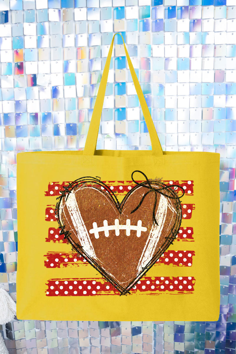 Red Football Sweetheart Canvas Jumbo Tote