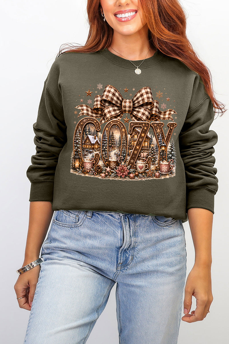 Cozy Christmas Cottage Ecosmart Crewneck Sweatshirt