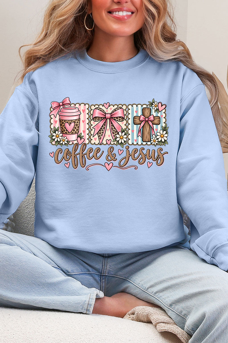 Coffee & Jesus Coquette Ecosmart Crewneck Sweatshirt