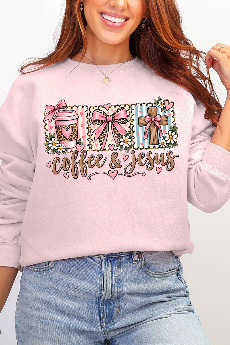 Coffee & Jesus Coquette Ecosmart Crewneck Sweatshirt
