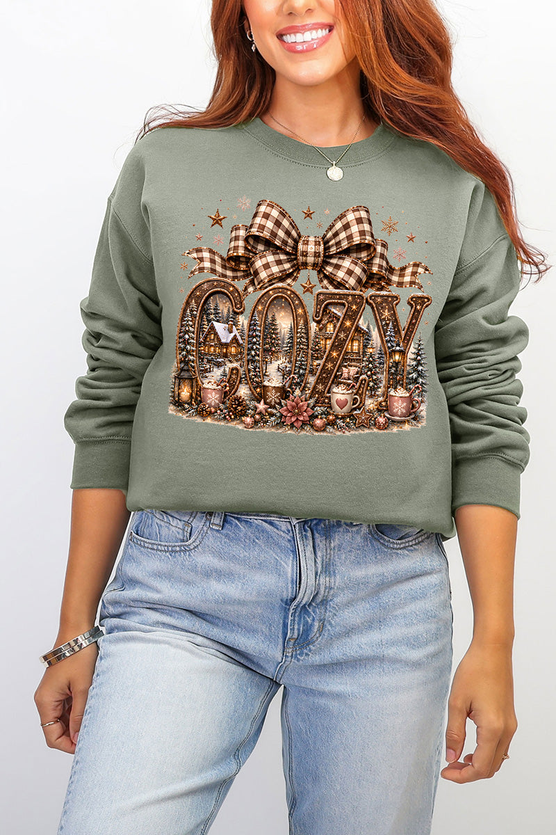 Cozy Christmas Cottage Ecosmart Crewneck Sweatshirt