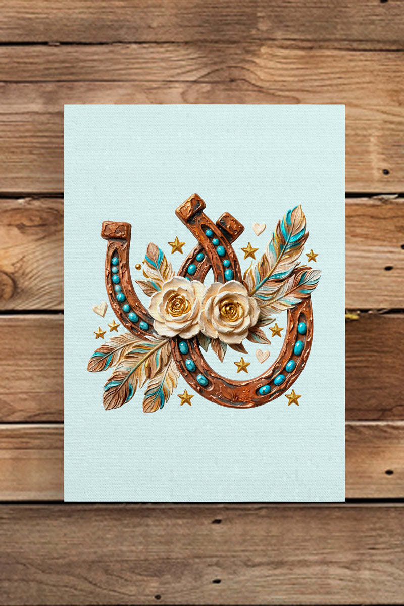 Desert Rose Horseshoe Ready To Frame Canvas Print