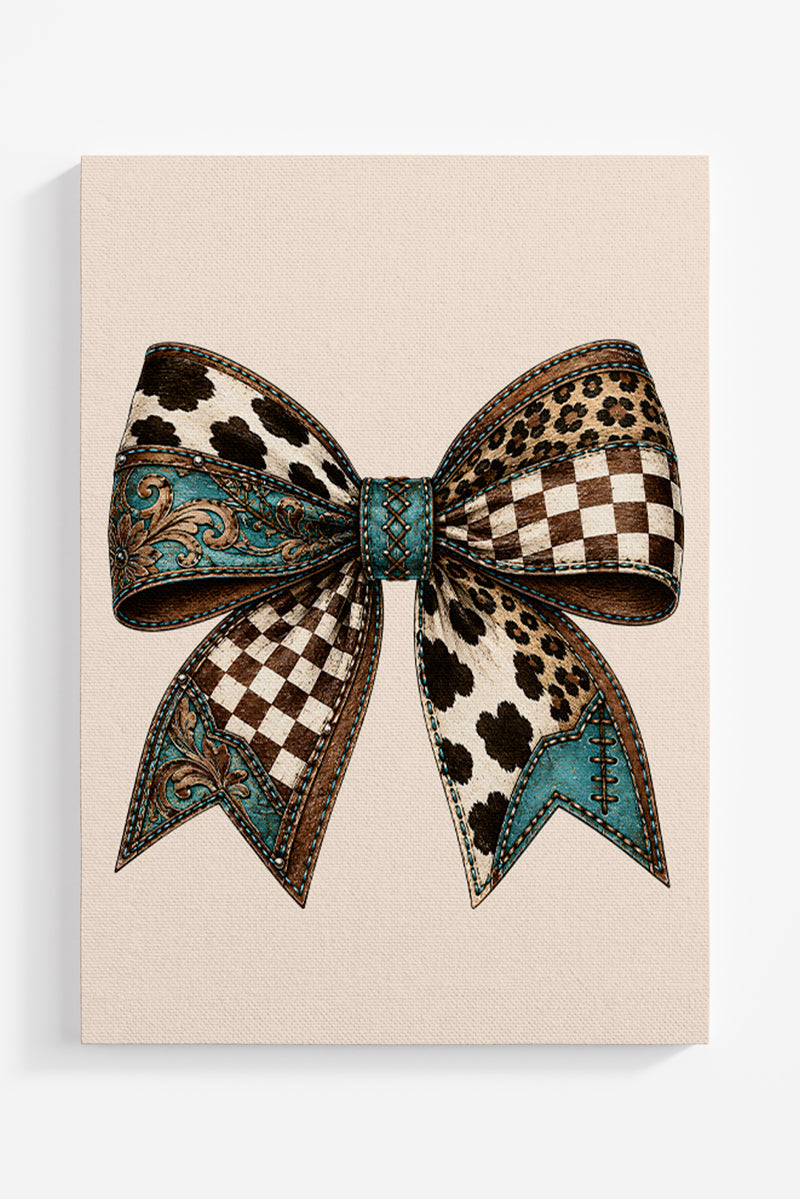 Prairie Patchwork Bow Ivory Ready To Frame Canvas Print