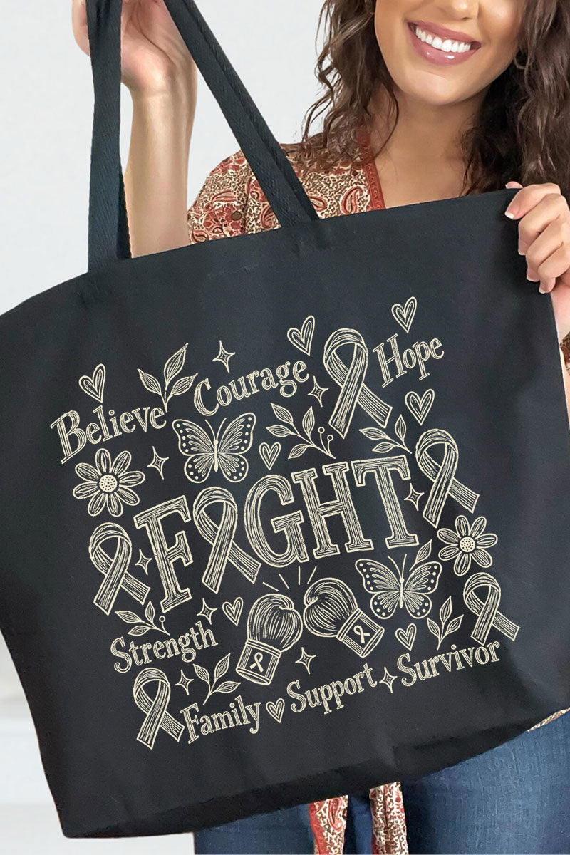 Fight Ribbon Sketch Canvas Jumbo Tote