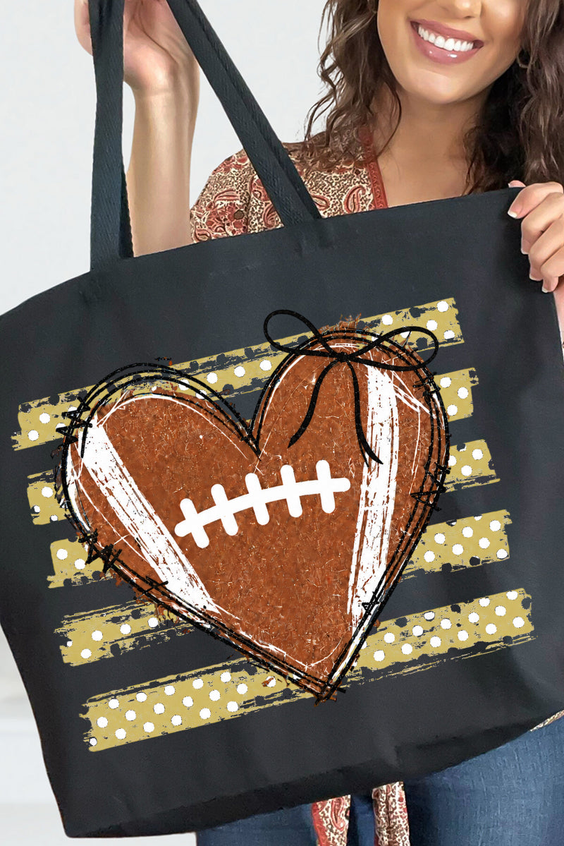 Gold Football Sweetheart Canvas Jumbo Tote