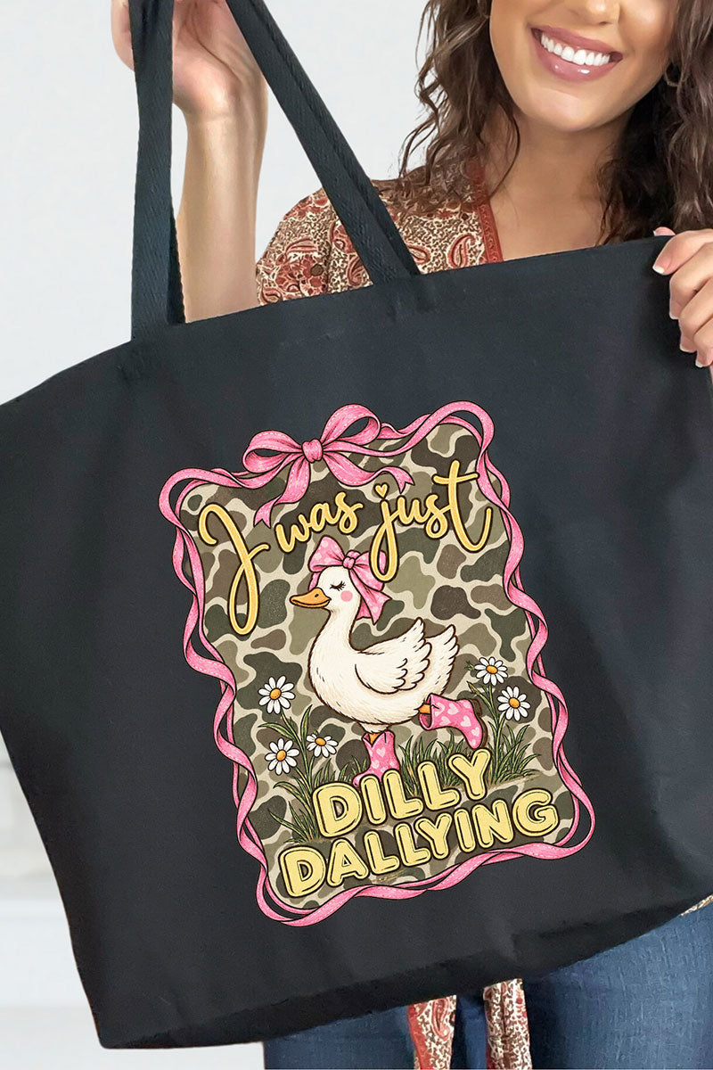 Dilly Dallying Camo Goose Canvas Jumbo Tote