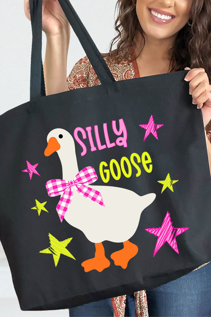Just A Silly Goose Canvas Jumbo Tote