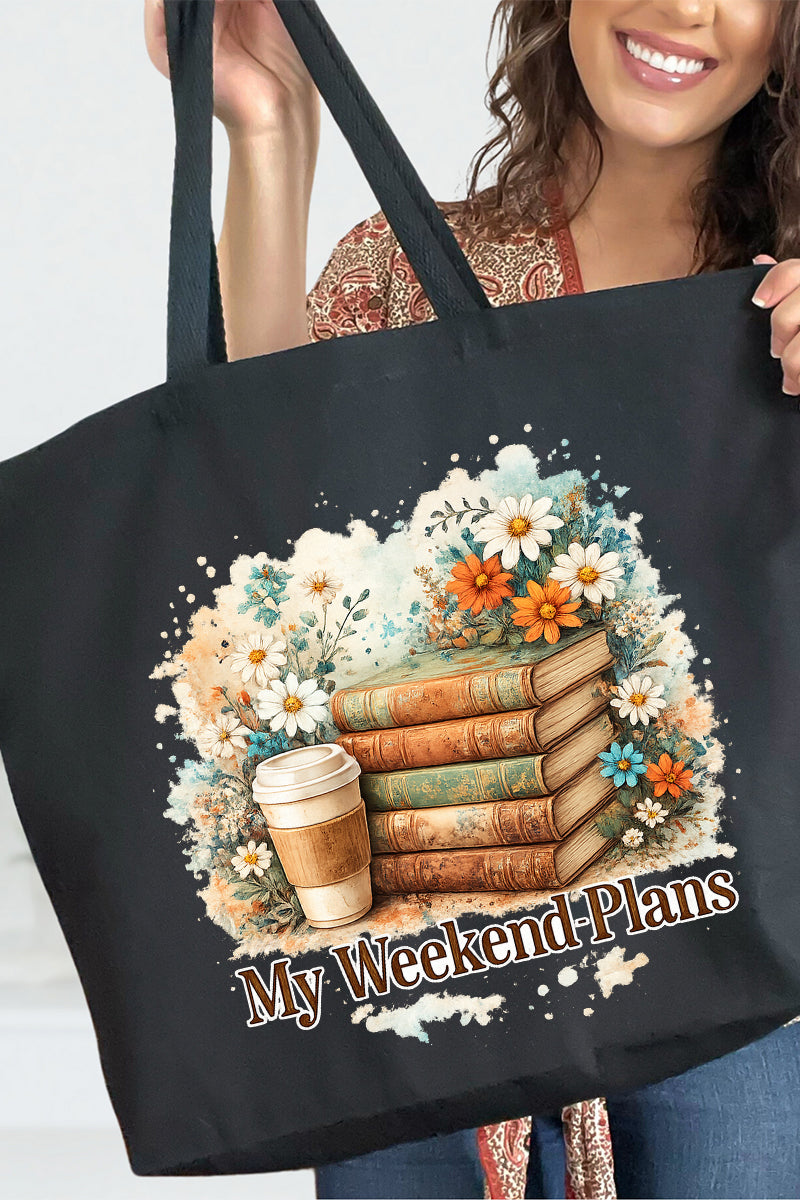 Weekend Books & Brews Canvas Jumbo Tote