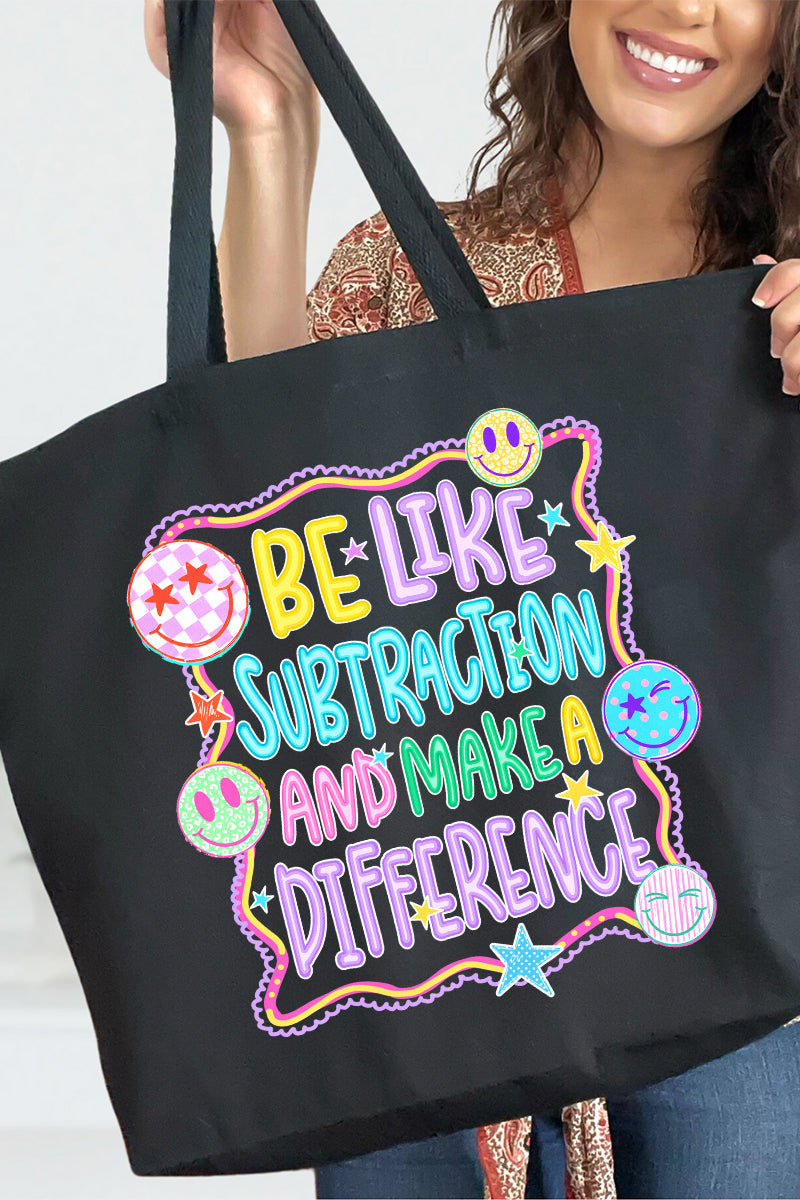 Playful Be Like Subtraction Canvas Jumbo Tote