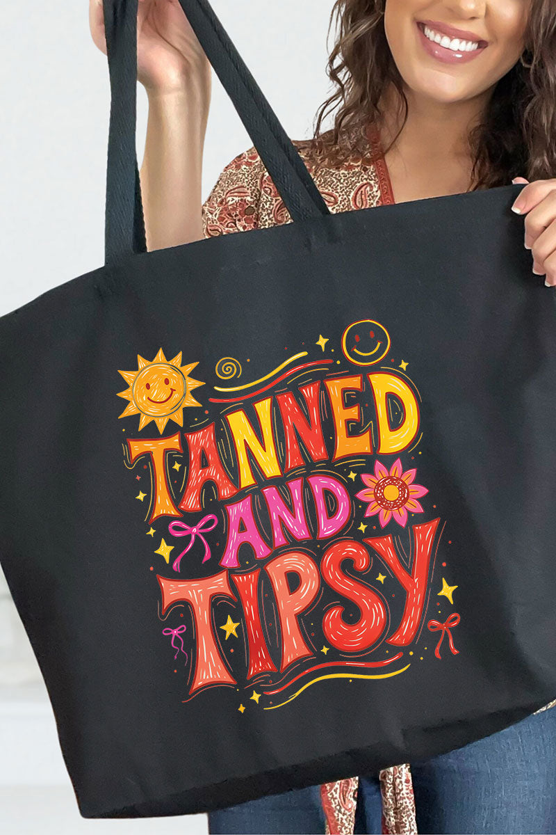 Tanned And Tipsy State Of Mind Canvas Jumbo Tote