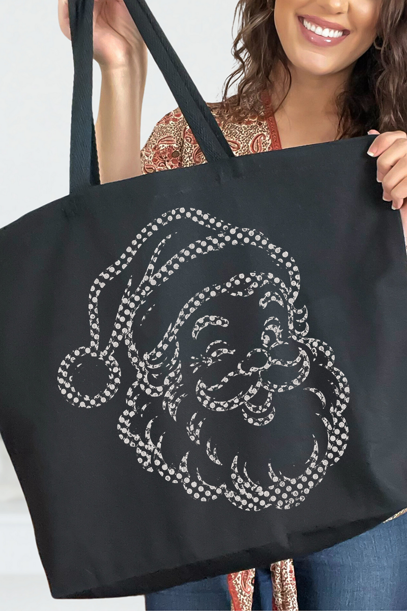 Classic Christmas Santa Canvas Jumbo Tote