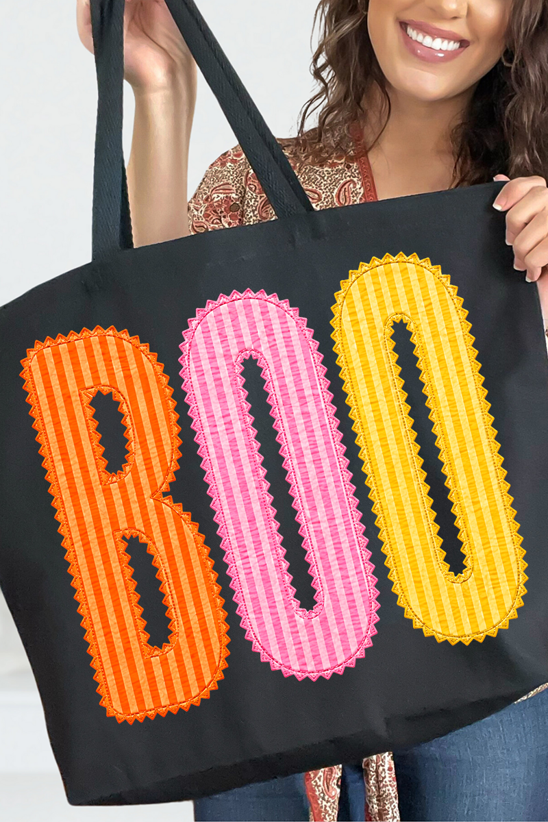 Candy Stripe Boo Canvas Jumbo Tote