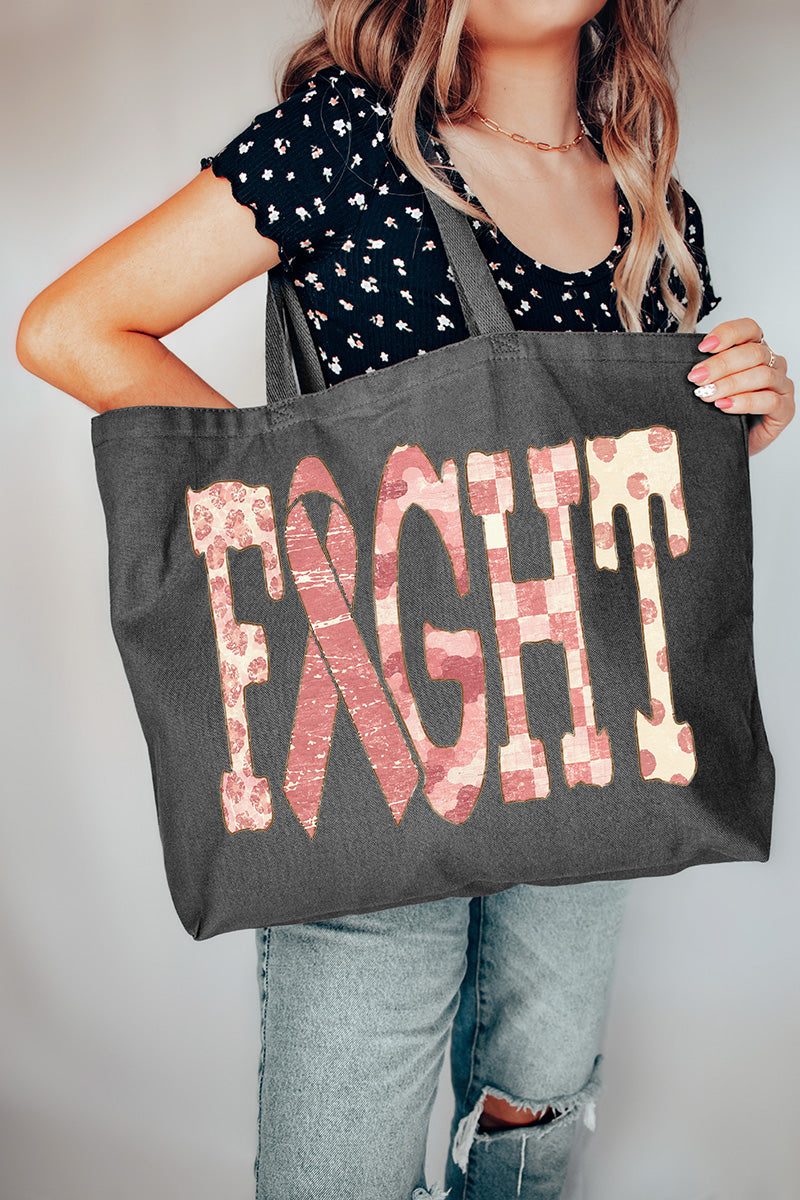 Pink Patterned Fight Canvas Jumbo Tote