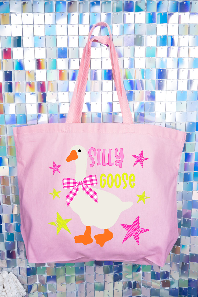 Just A Silly Goose Canvas Jumbo Tote