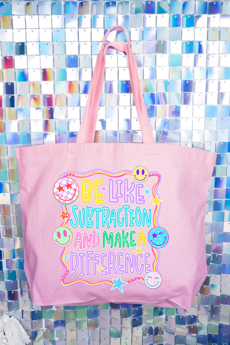Playful Be Like Subtraction Canvas Jumbo Tote