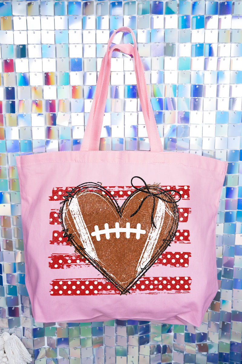 Red Football Sweetheart Canvas Jumbo Tote