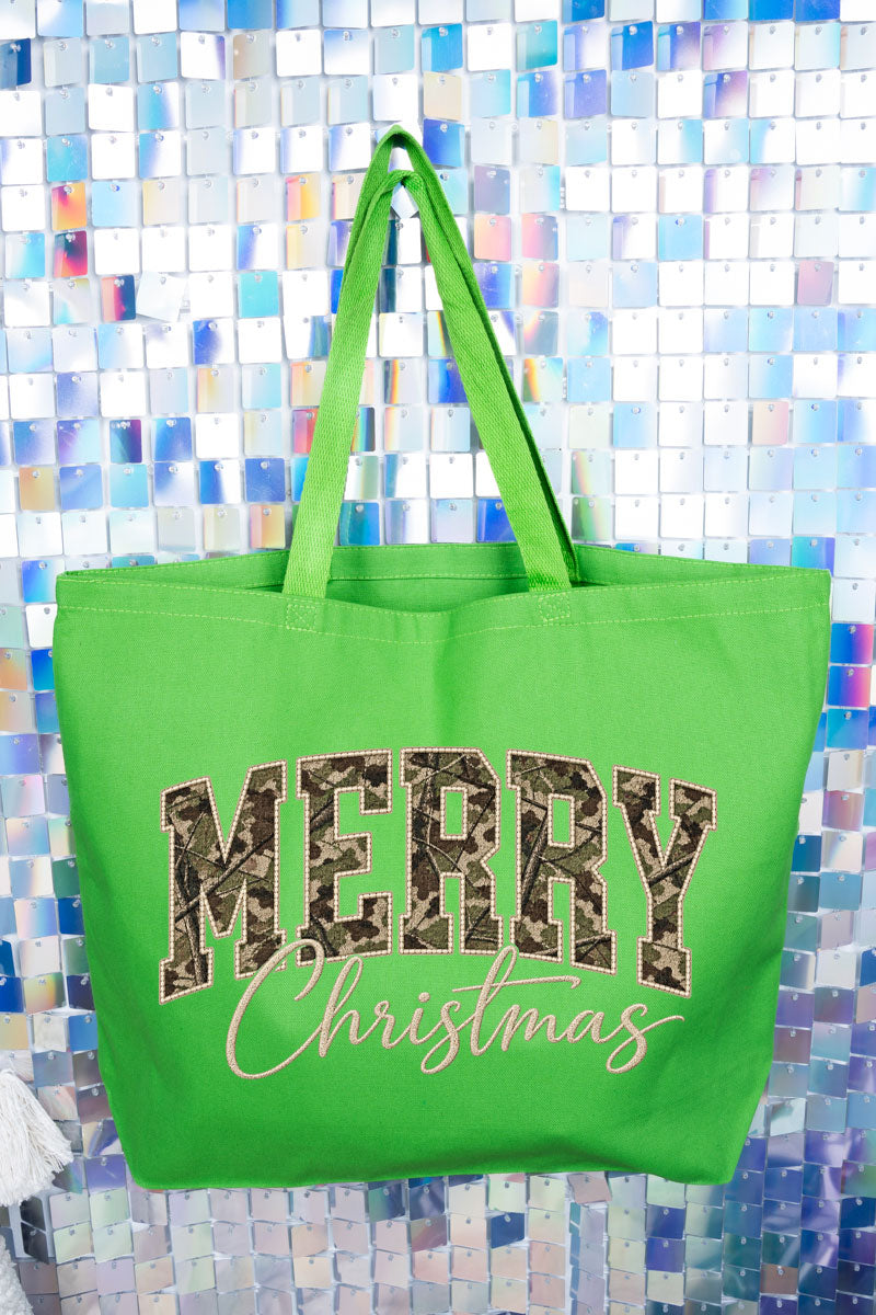 Camo Merry Christmas Canvas Jumbo Tote