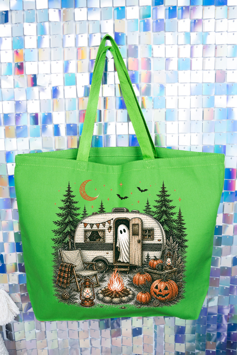 Spooky Campfire Night Canvas Jumbo Tote