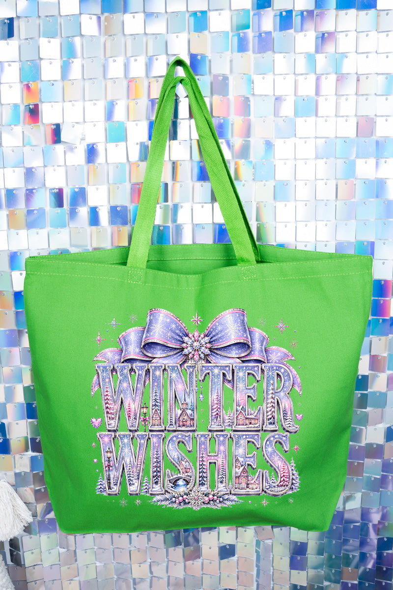 Winter Wishes Wonderland Canvas Jumbo Tote