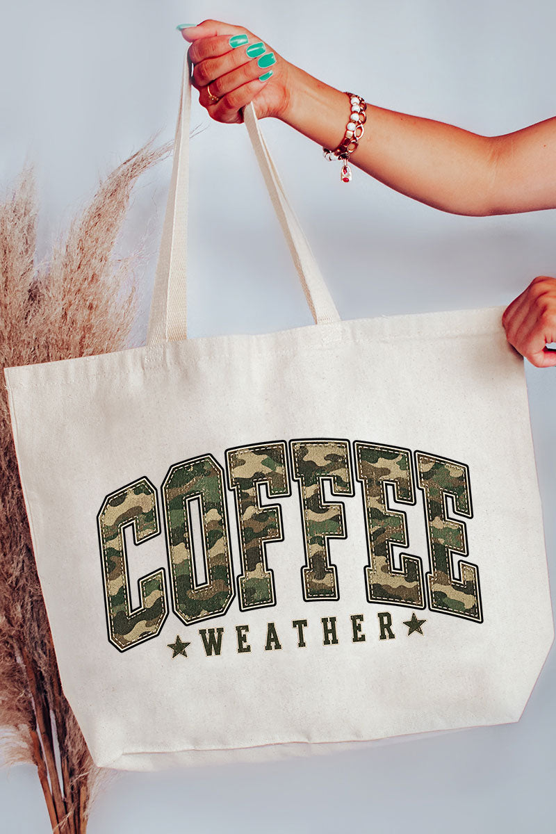 Camo Coffee Weather Canvas Jumbo Tote