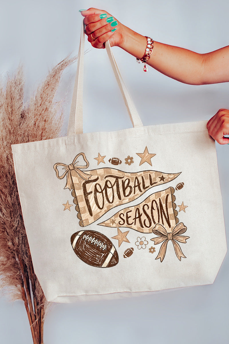 Football Season Doodle Canvas Jumbo Tote