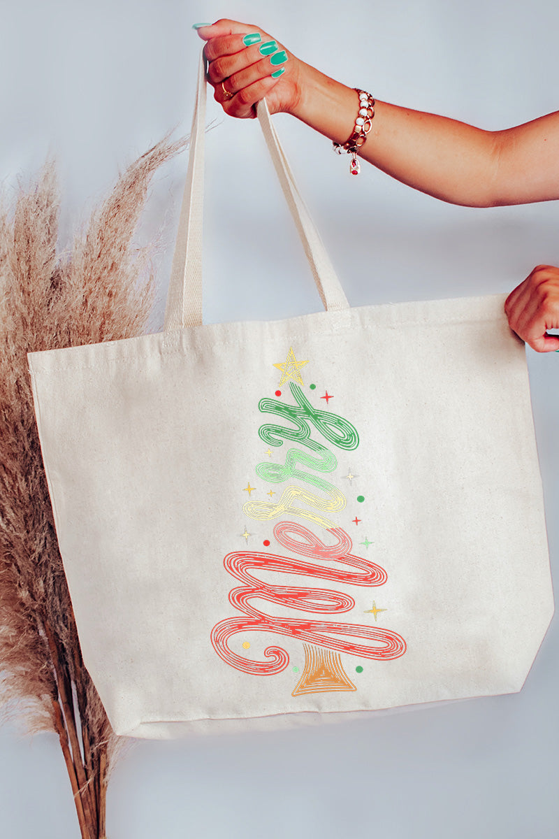 Merry In Motion Canvas Jumbo Tote