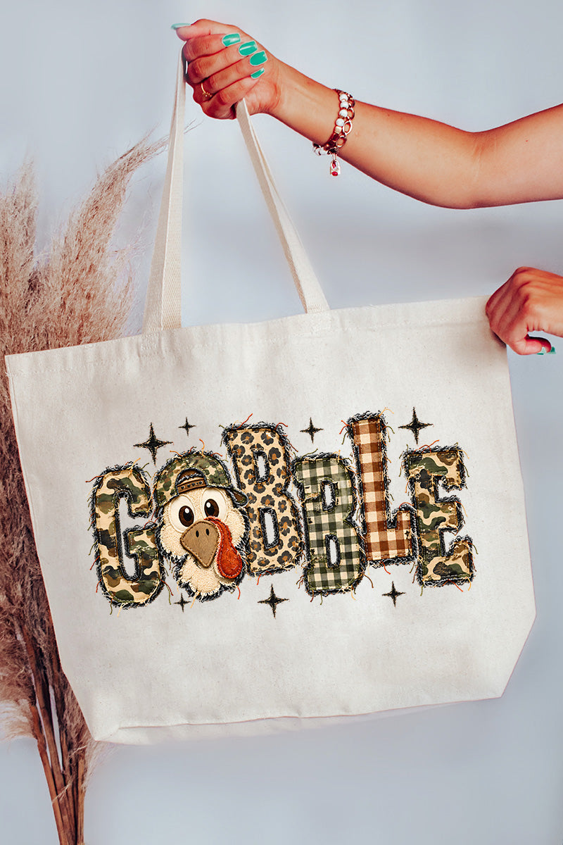 Gobble In Camo Canvas Jumbo Tote