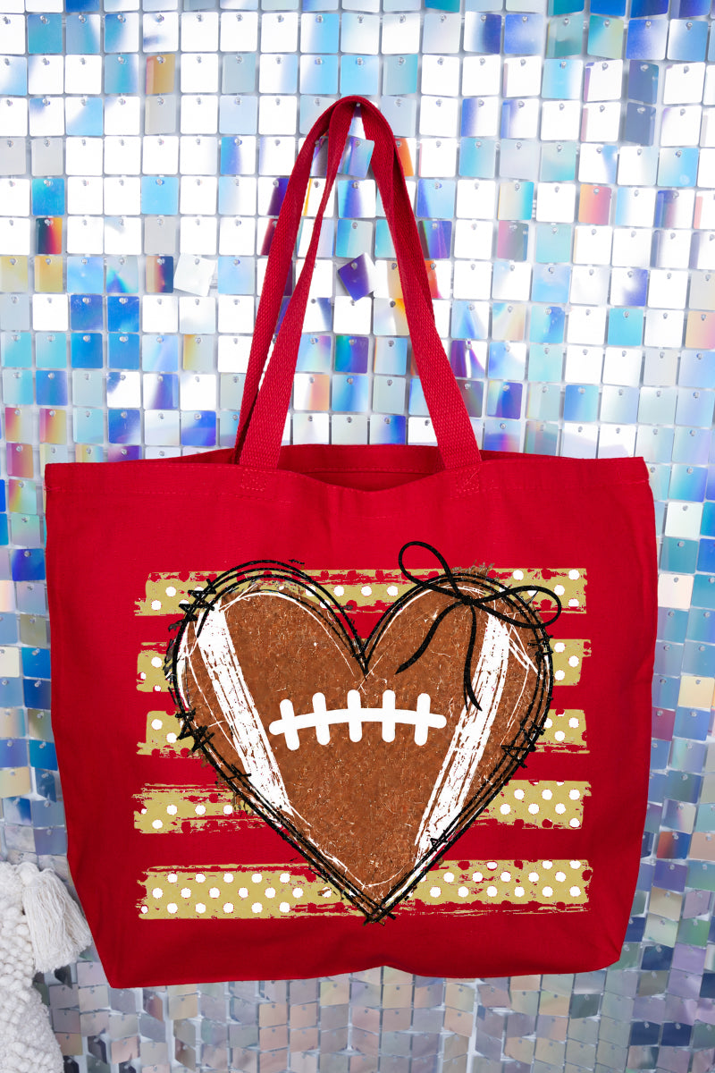 Gold Football Sweetheart Canvas Jumbo Tote