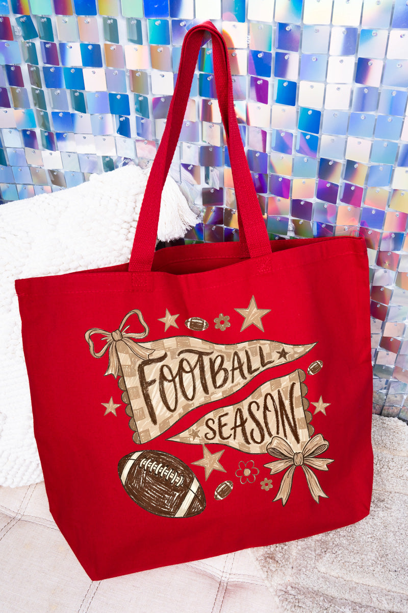 Football Season Doodle Canvas Jumbo Tote
