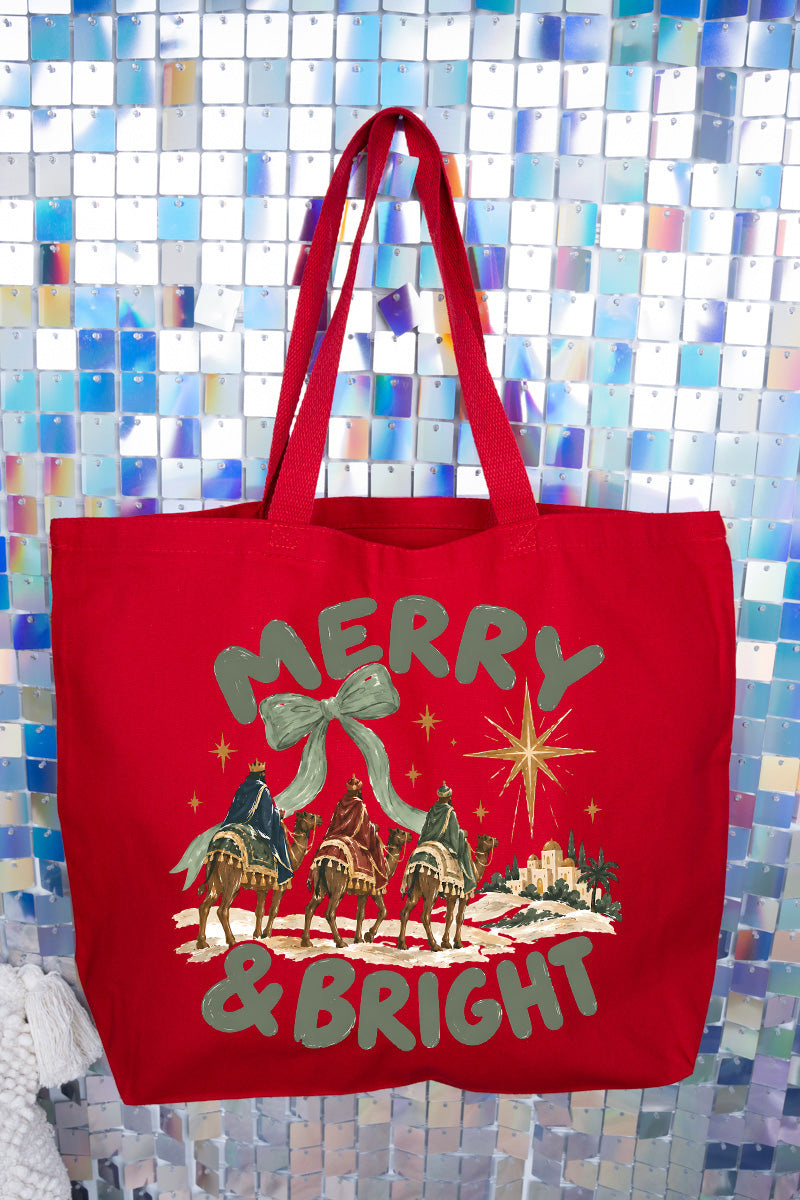 Three Kings Merry & Bright Canvas Jumbo Tote