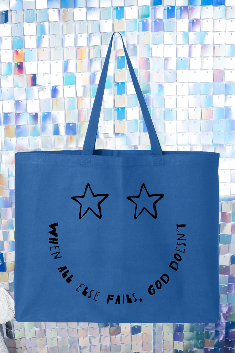 Star Eyes God Never Fails Canvas Jumbo Tote