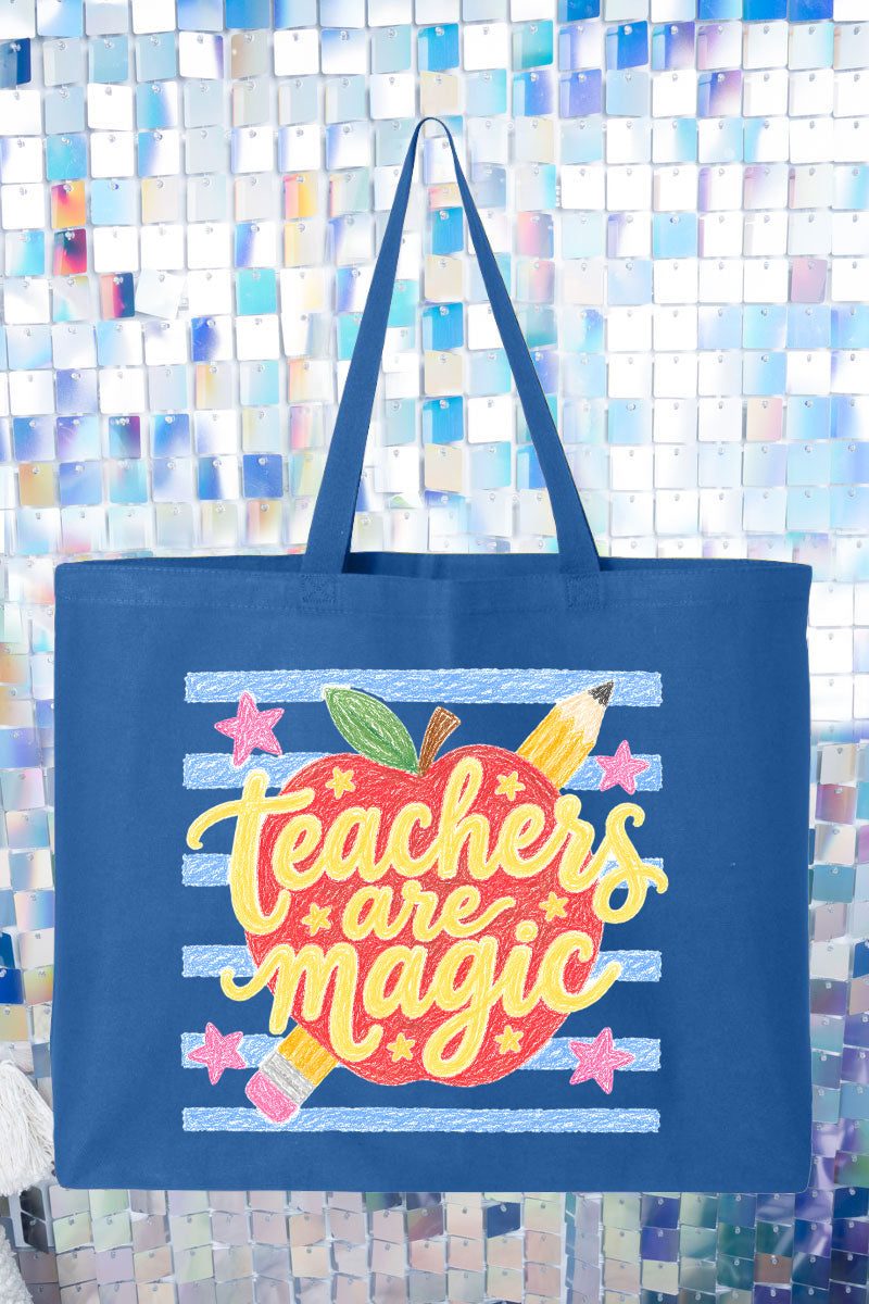 Teachers Are Magic Sketch Canvas Jumbo Tote