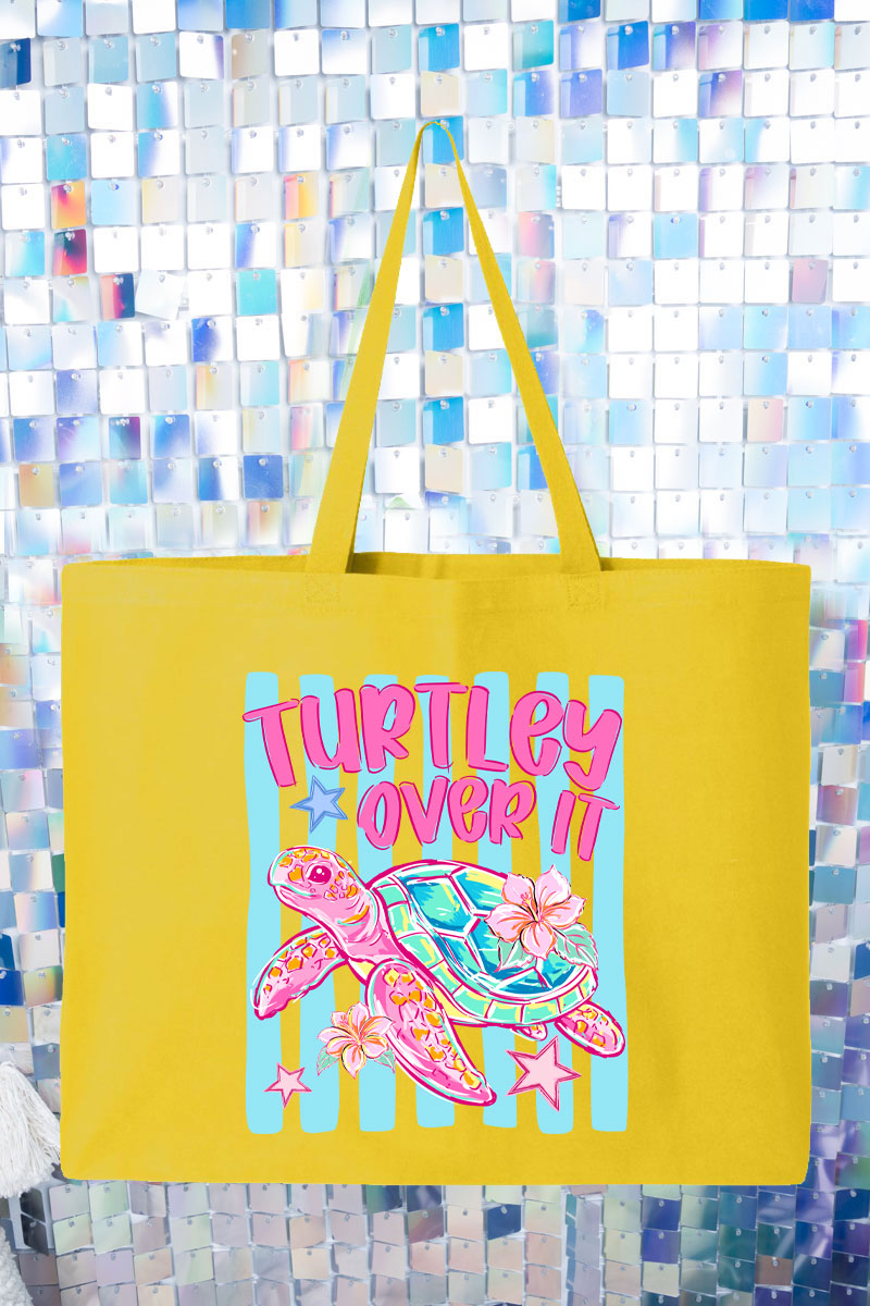 Turtley Over It Canvas Jumbo Tote