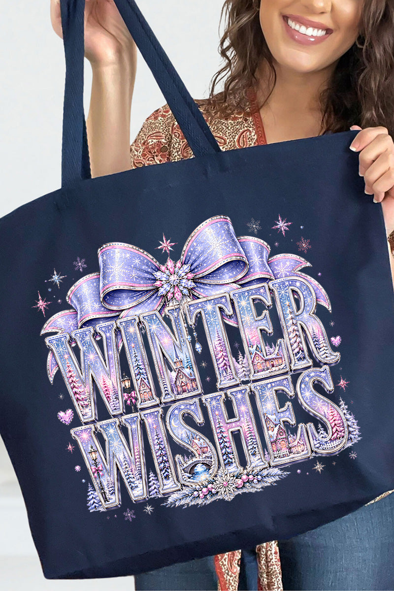 Winter Wishes Wonderland Canvas Jumbo Tote