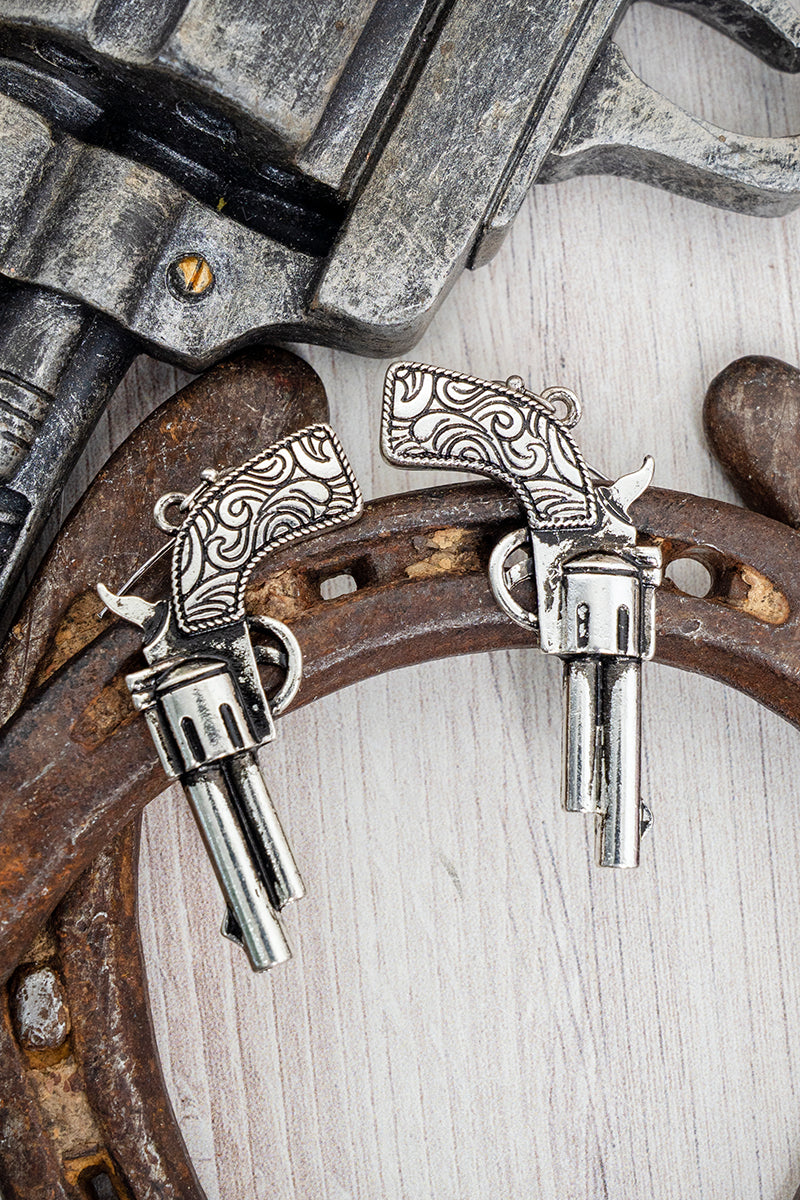 TIPI With Guns Blazing Silvertone Earrings