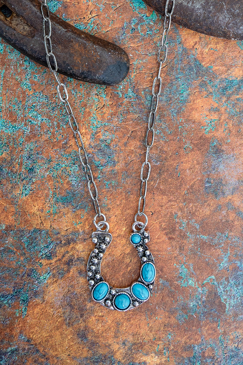 TIPI Helena Sky Horseshoe Turquoise & Silvertone Necklace