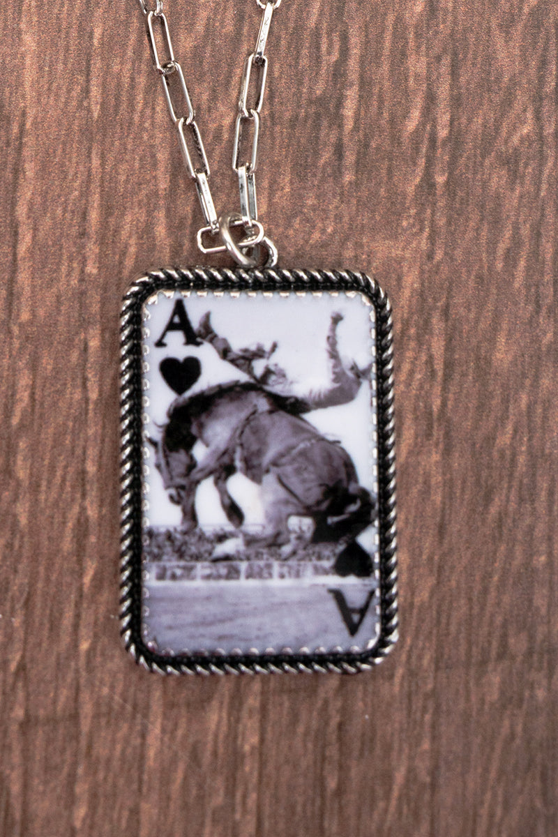 TIPI Arena Bronco Ace Silvertone Necklace