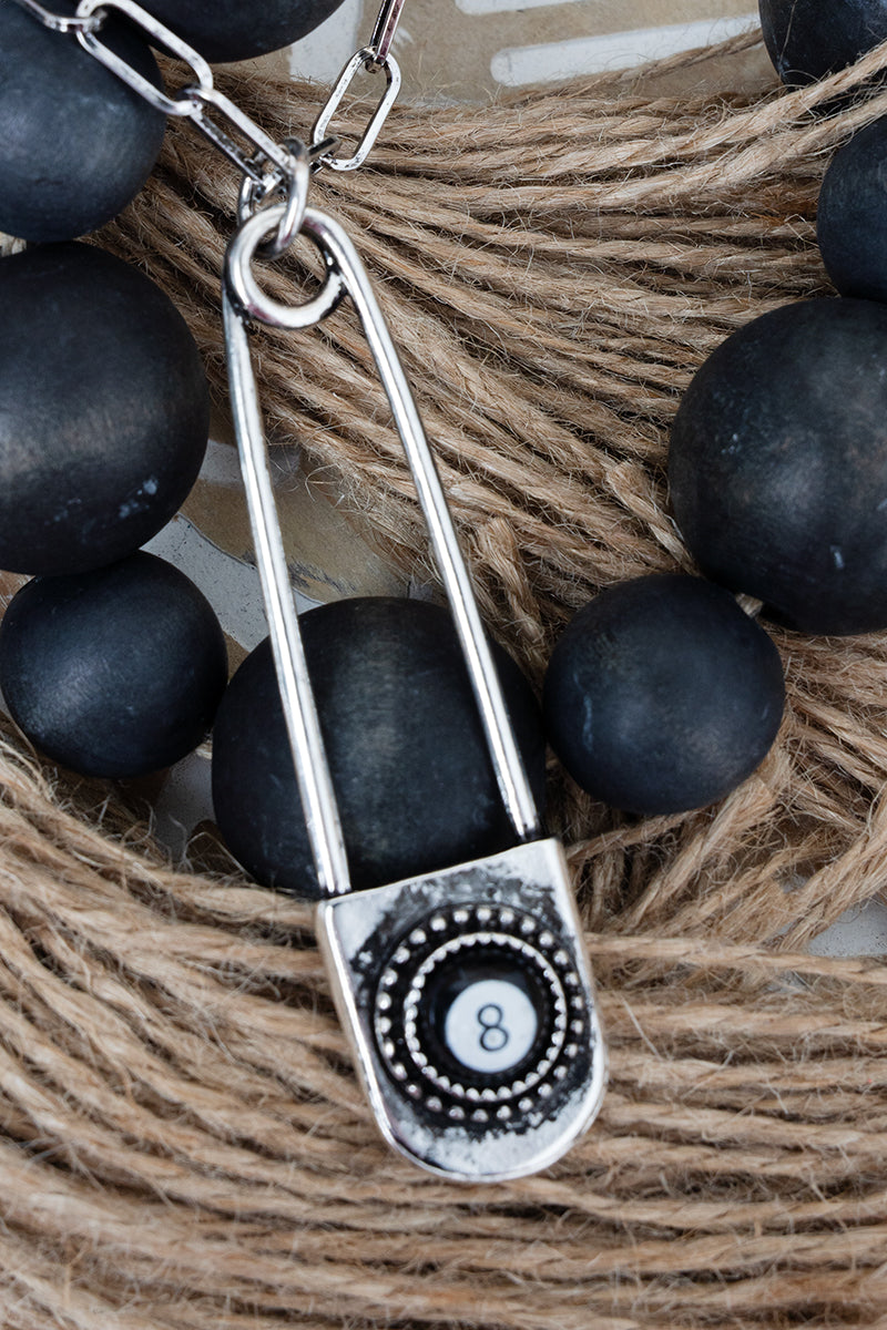 TIPI 8 Ball Pin Drop Silvertone Necklace