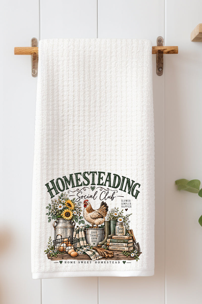 Homesteading Social Club Waffle Kitchen Towel